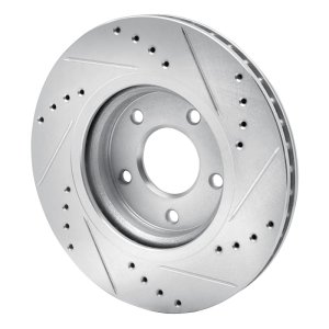 Nissan Leaf Brake Rotor (1) - Front Left - R1 Concepts - Drilled & Slotted - Silver - `14-`23